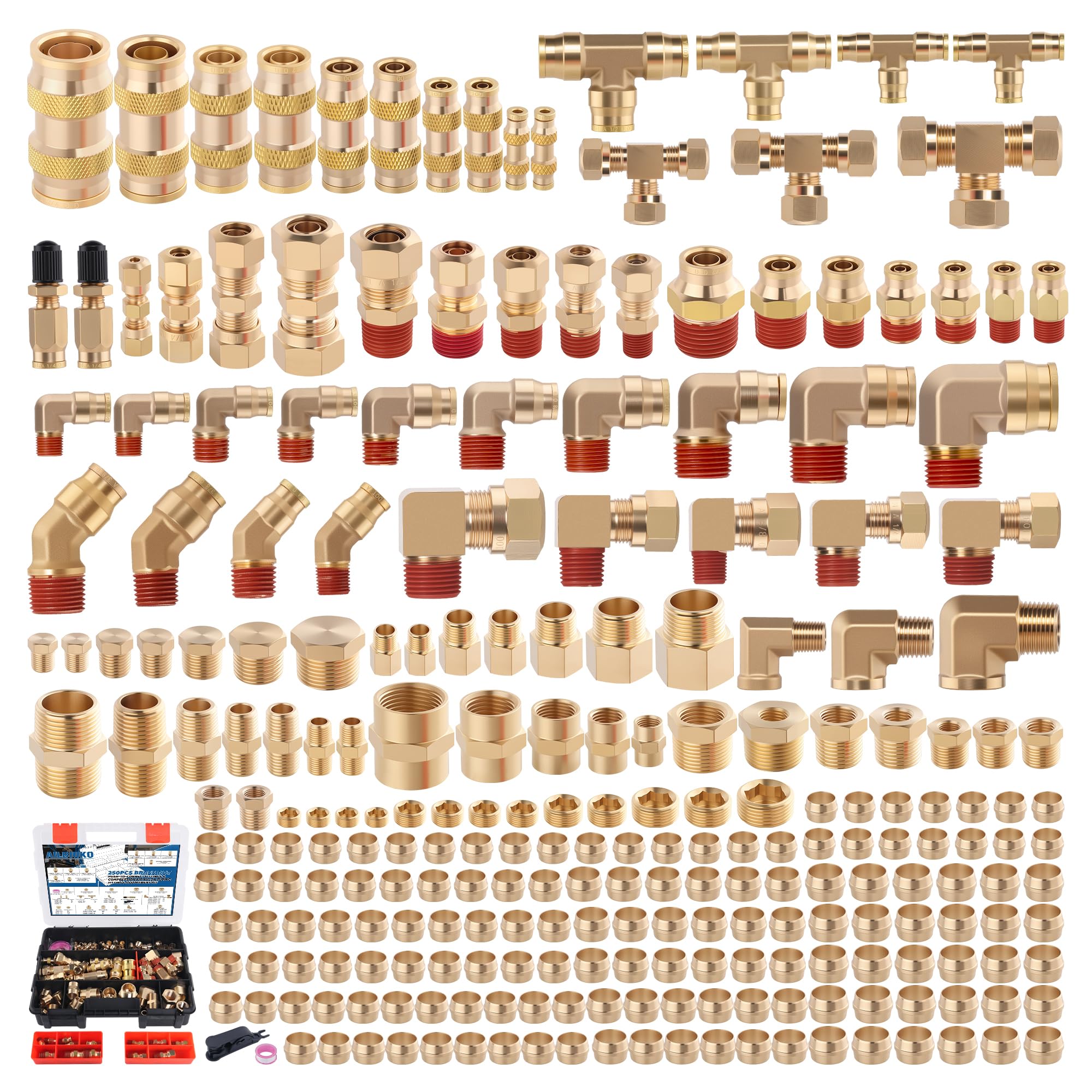 Ailbiuko front packaging showing full 250pcs kit and contents for quick selection
