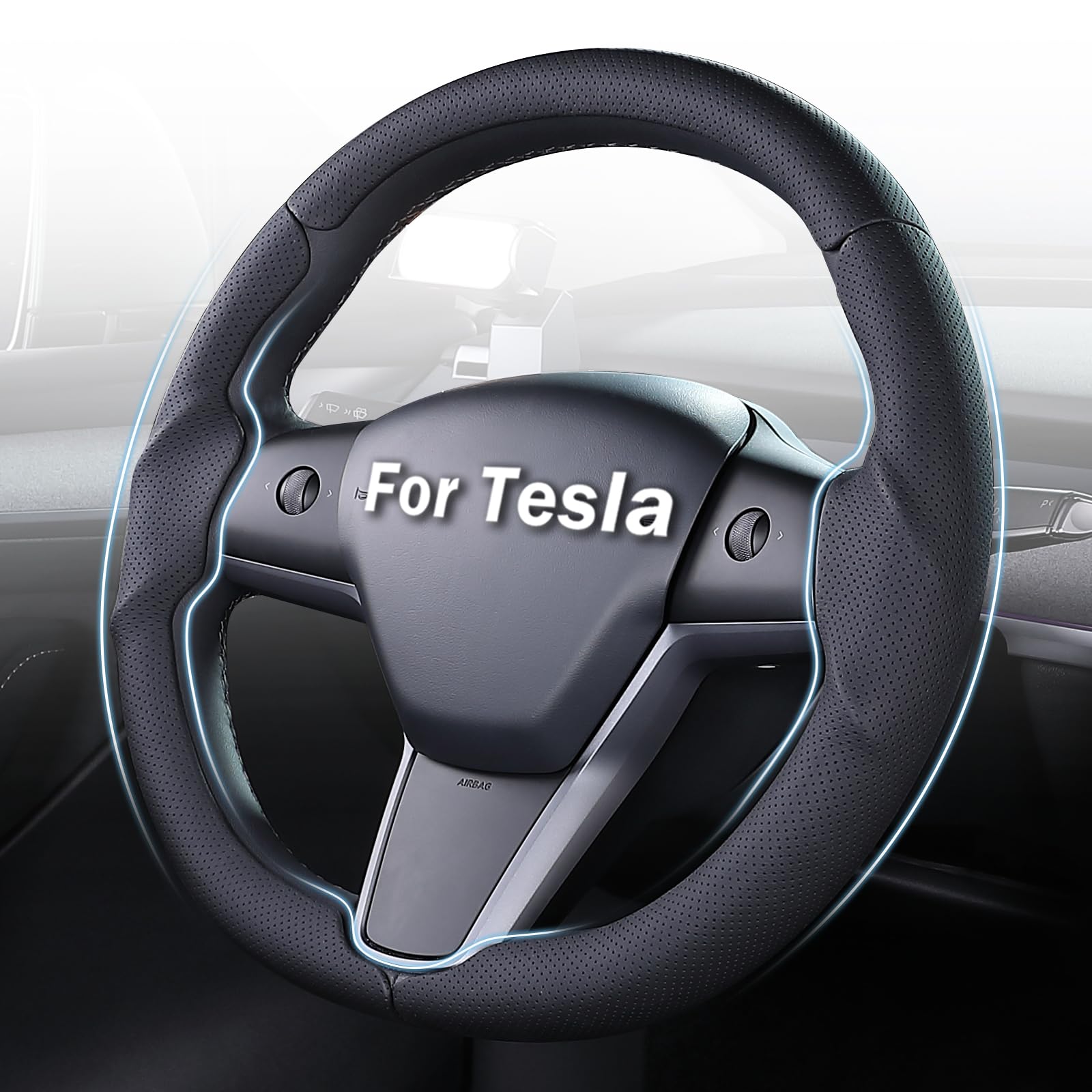Aimato front view showing cover fitted on Tesla wheel improving appearance