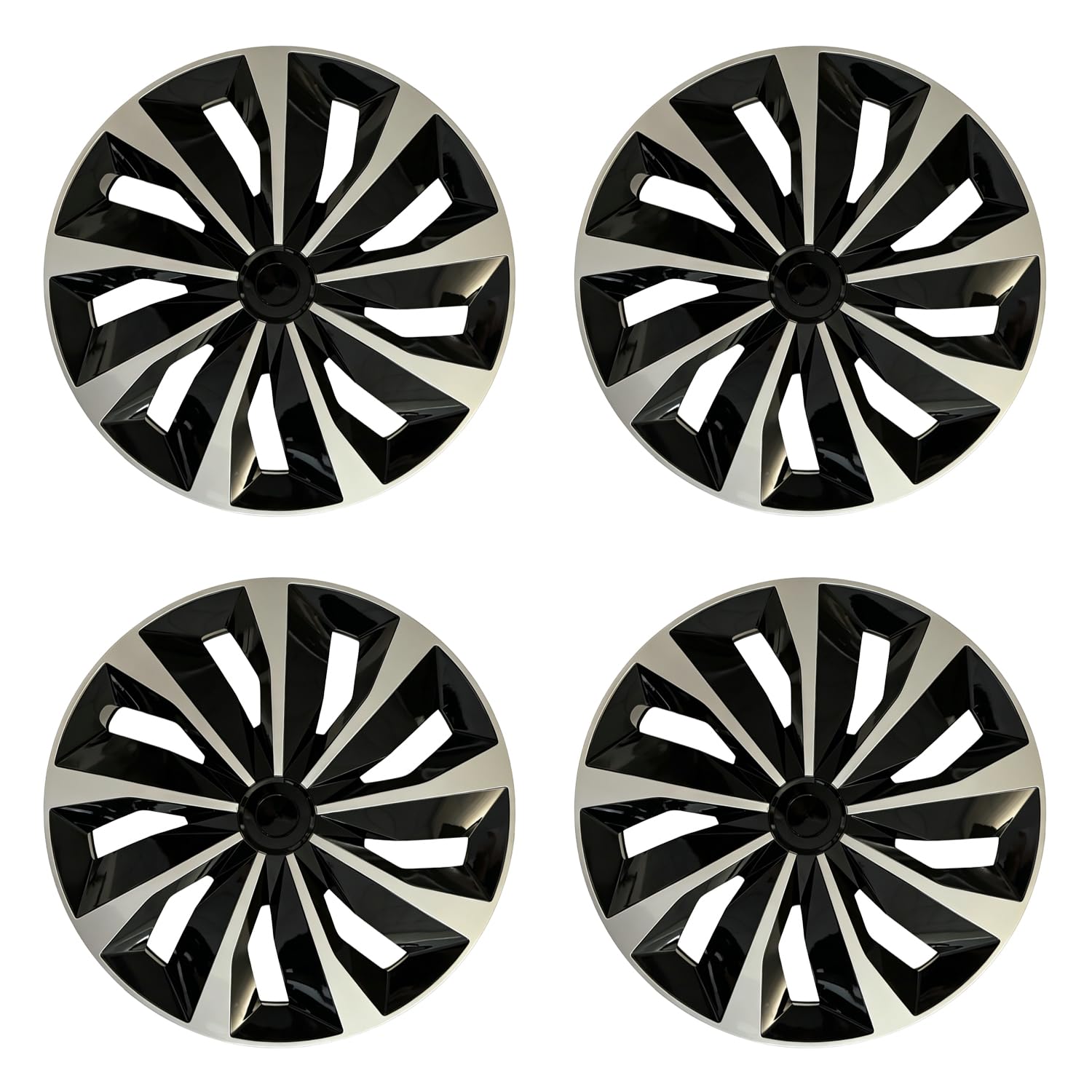 Aiqiying front view of four 15-inch hubcaps showing clean stylish look and protection