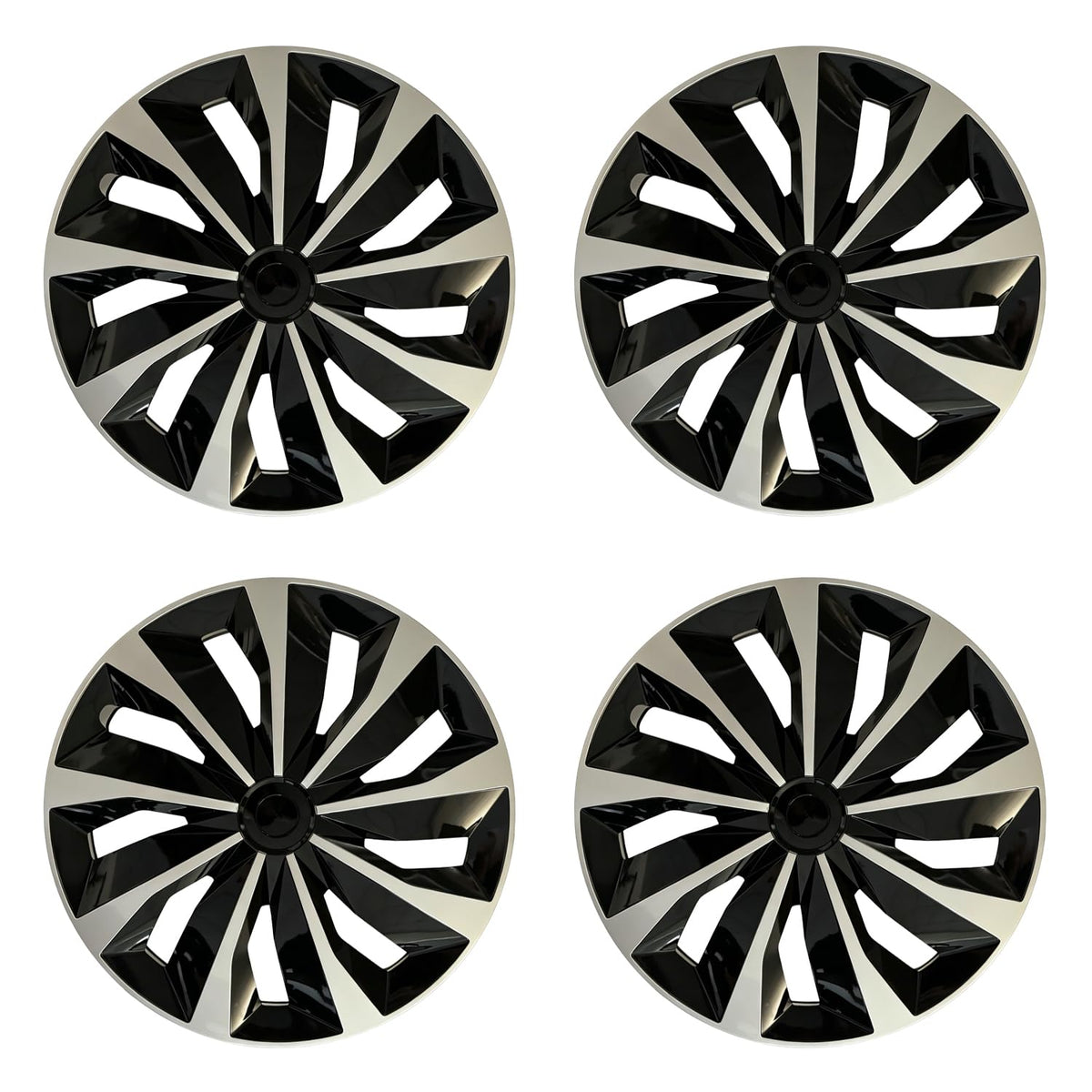 Aiqiying front view of four 15-inch hubcaps showing clean stylish look and protection