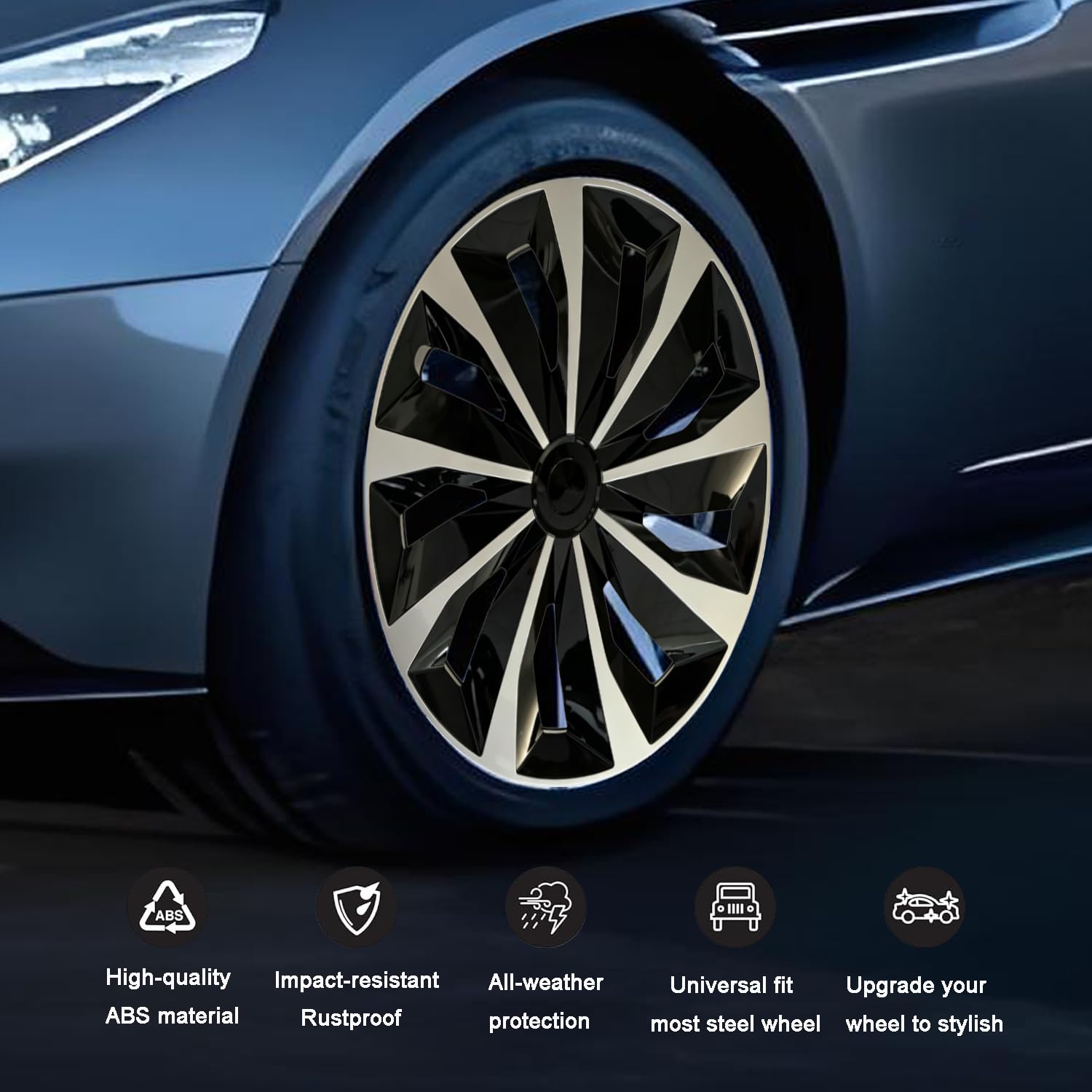 Aiqiying hubcap installed on rear wheel improving curb appeal and protecting steel rim