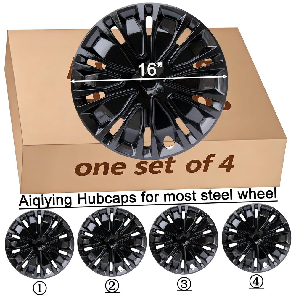 Aiqiying packaged set of four hubcaps displayed ready to install