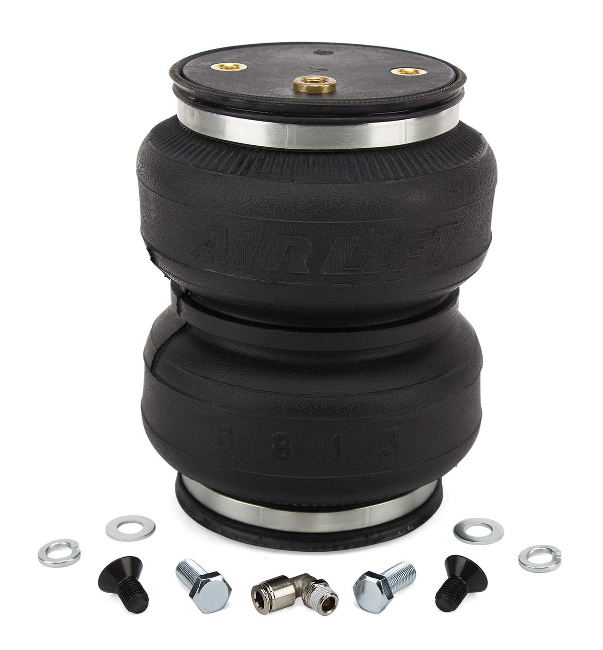 Air Lift 50290 front view showing replacement air spring with hardware for quick repair