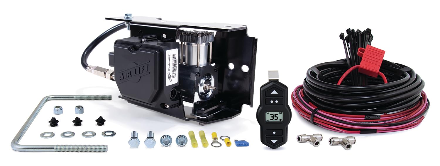 Air Lift front view of mounted compressor showing compact design and durability