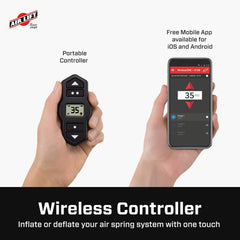 Air Lift handheld controller with LCD showing clear pressure readout and quick adjustments