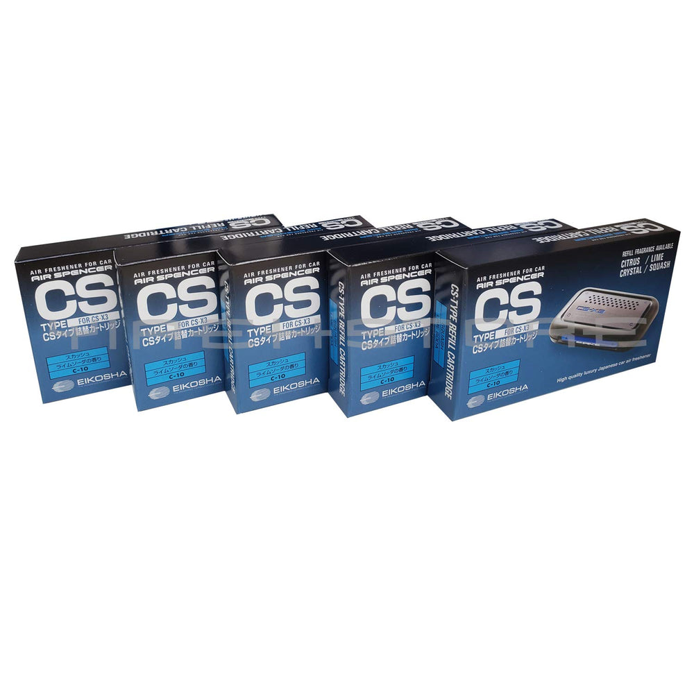 Air Spencer CS-X3 pack front showing five squash refill cartridges and packaging