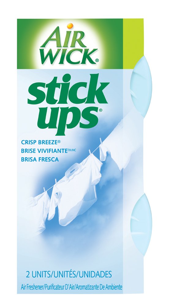 Air Wick front packaging showing Stick Ups discs and clear targeted odor control