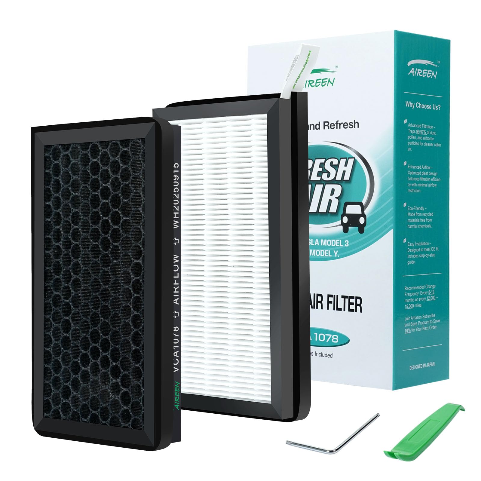 Aireen front packaging showing two-pack and tool kit for easy replacement