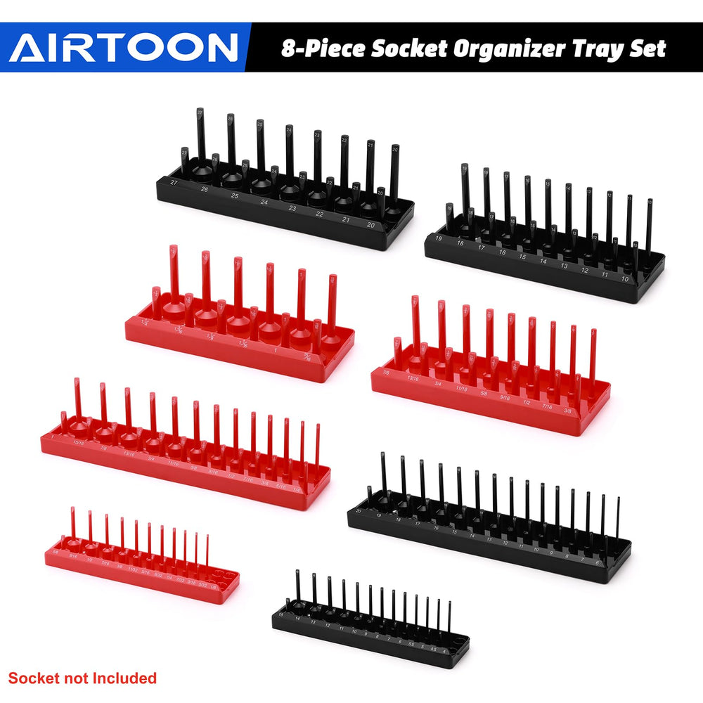 AIRTOON 1/4" drive tray emphasizing clear size contrast for quicker picks