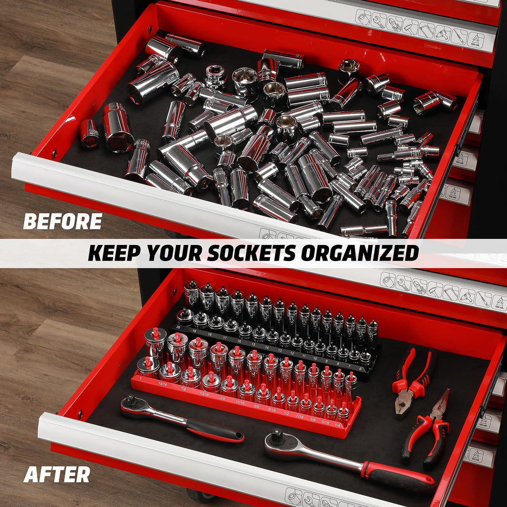 AIRTOON trays inside toolbox drawer showing neat layout and quick retrieval benefit
