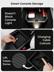 AIRVOLT armrest tray holding cards and coins for quick reach