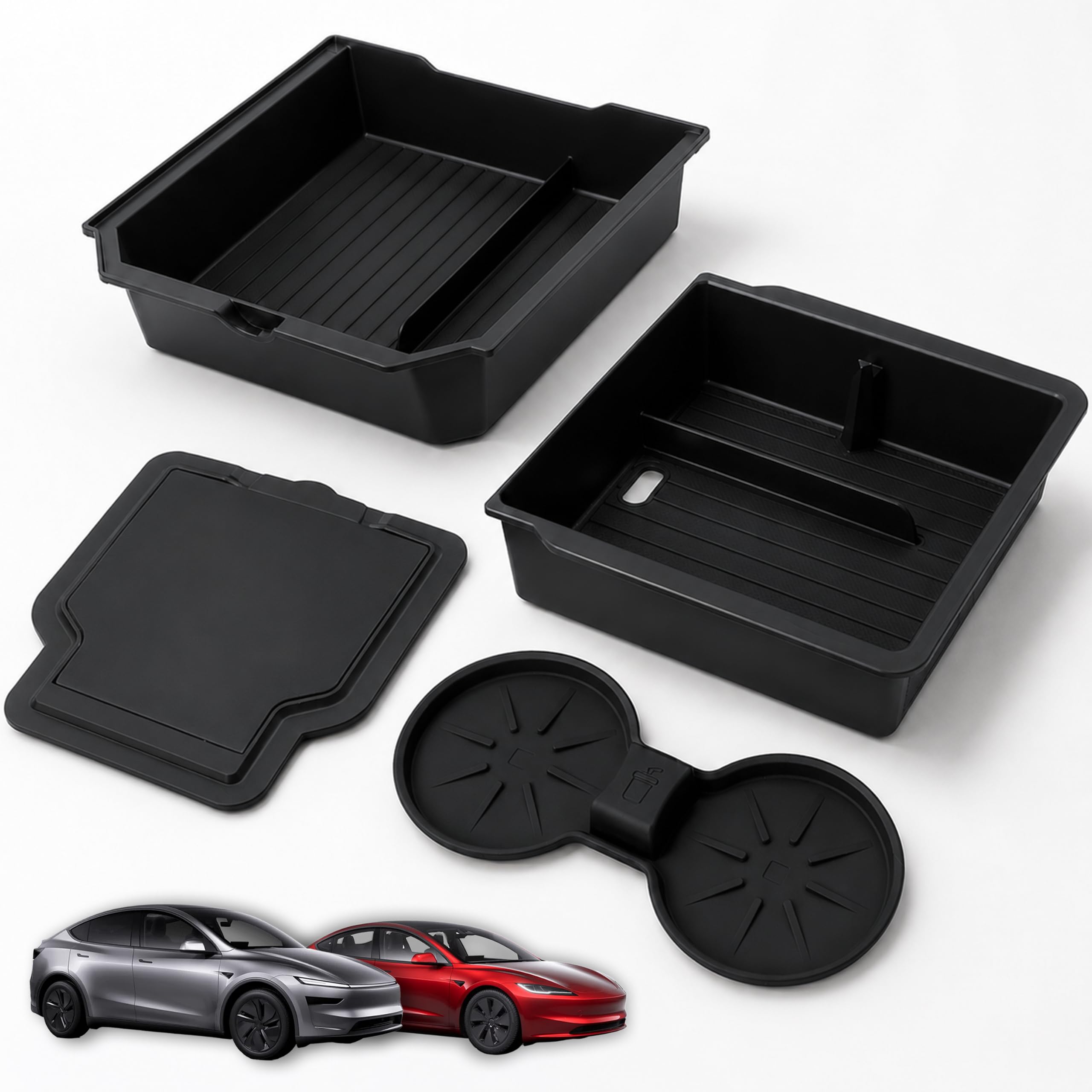 AIRVOLT front view installed in Tesla Model Y, adds organized storage