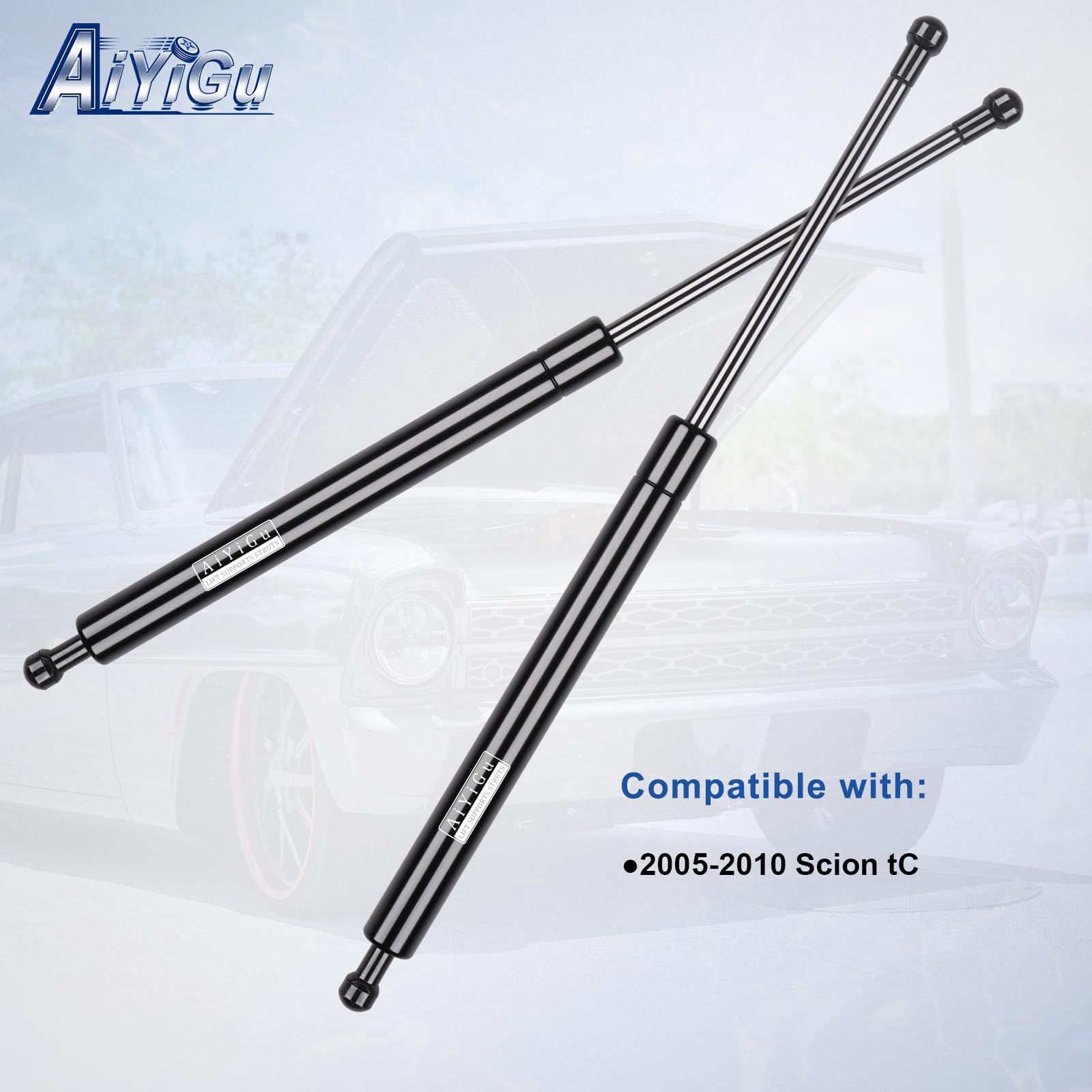 AiYiGu struts installed on Scion tC with open hatch for safe lift benefit
