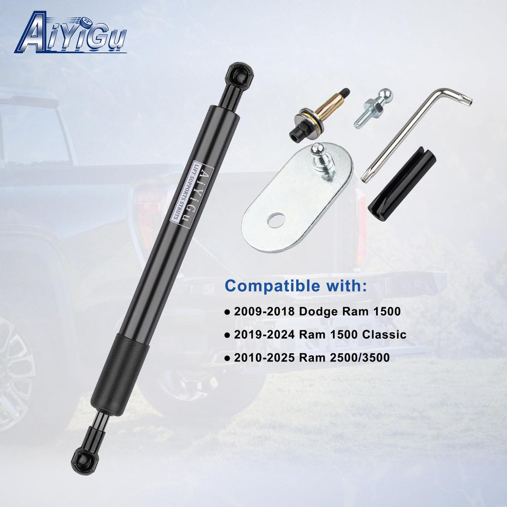AiYiGu close-up of the tailgate shock showing durable damper for smoother lowering
