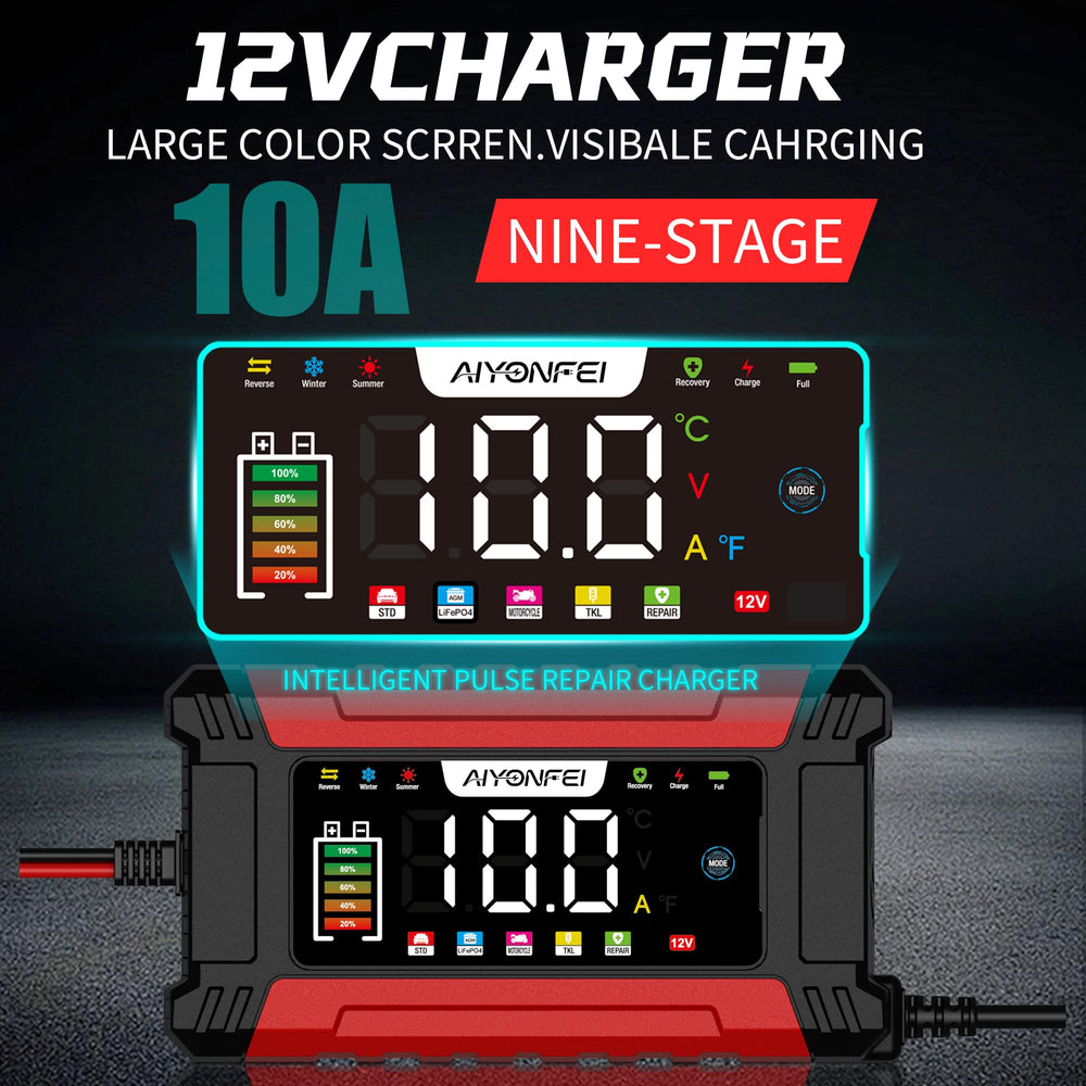 AIYONFEI alligator clamps attached to battery terminals for secure, safe connection benefit