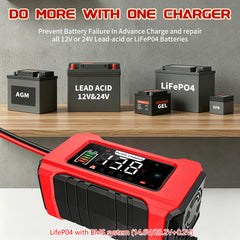 AIYONFEI connected to a car battery demonstrating fast charging capability