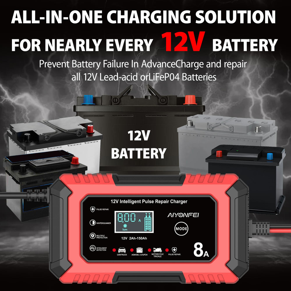 AIYONFEI clamps and connectors attached to battery terminals for secure charging