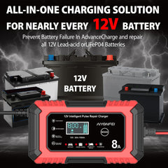 AIYONFEI clamps and connectors attached to battery terminals for secure charging