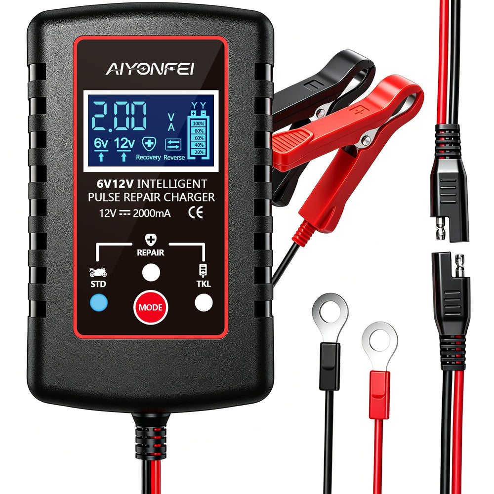 AIYONFEI front view showing compact charger housing and ports for easy storage