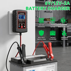 AIYONFEI close-up LCD display showing voltage and charging status for quick checks