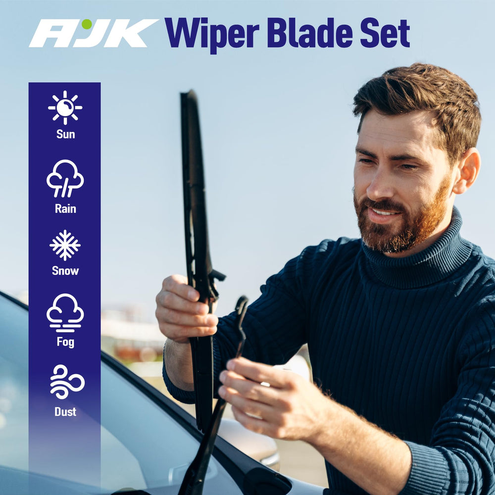 AJK blades on car in rain showing clearer driving vision and safety