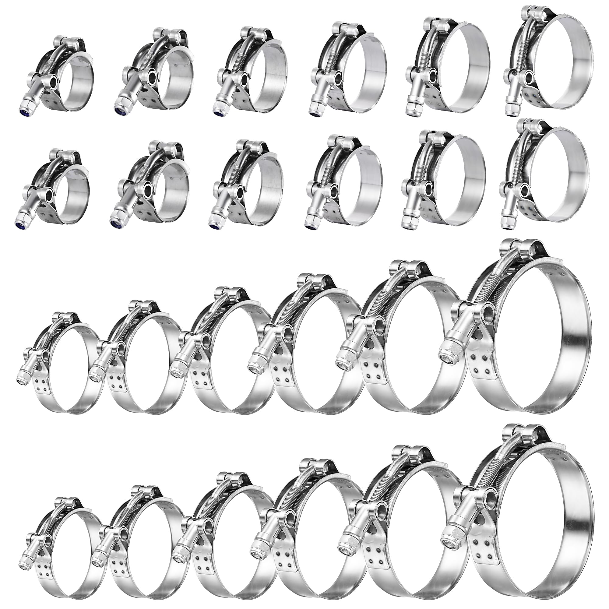 AKIHISA front pack of 24 T-bolt clamps showing assortment and convenience