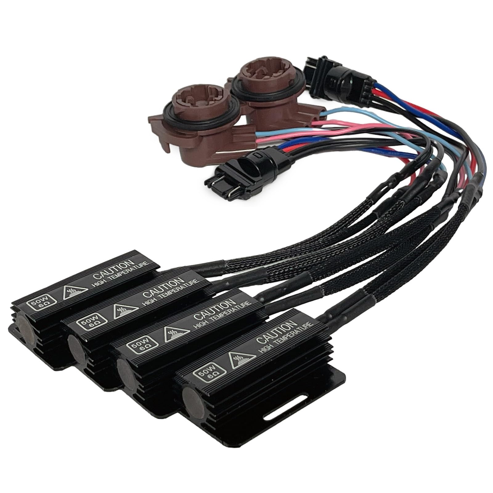 Alady front view of 3157 resistor kit showing components and packaging for quick install