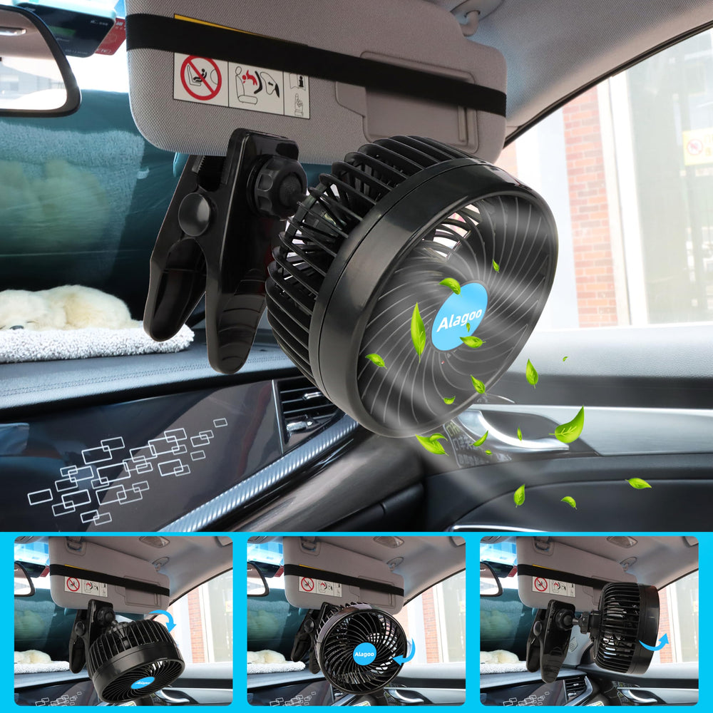 Alagoo fan held in hand to show compact size and portable convenience