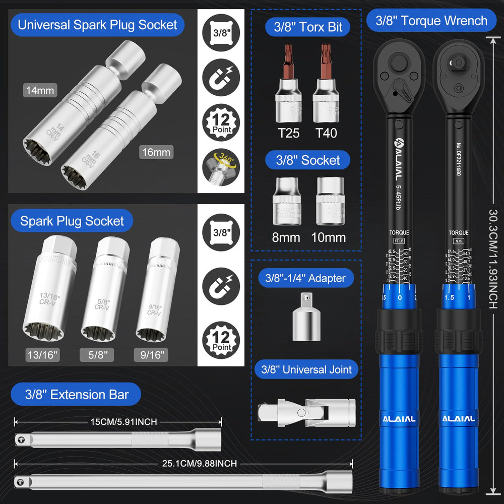 ALAIAL torque wrench close-up showing dual-scale head for accurate ft·lb and Nm readings benefit