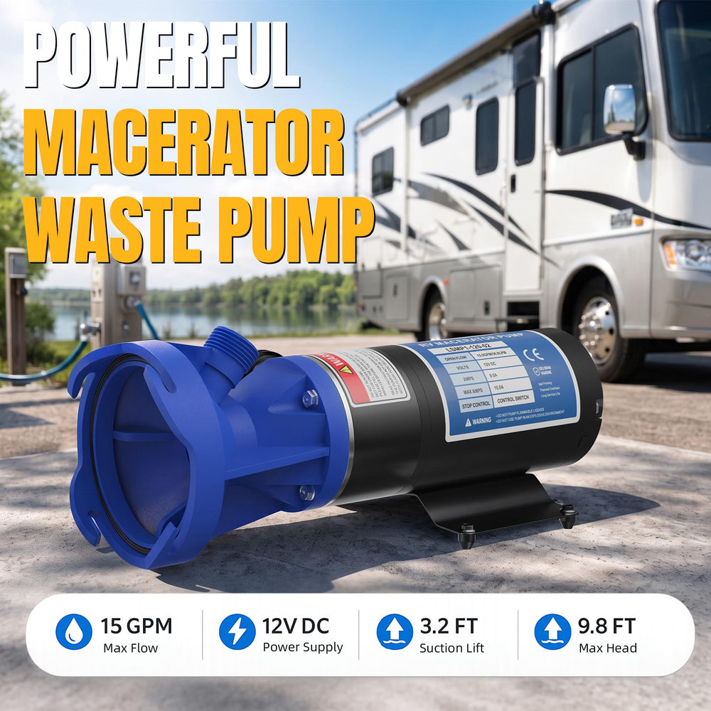 ALDERVIC close-up of motor and macerator blades highlighting efficient cutting action