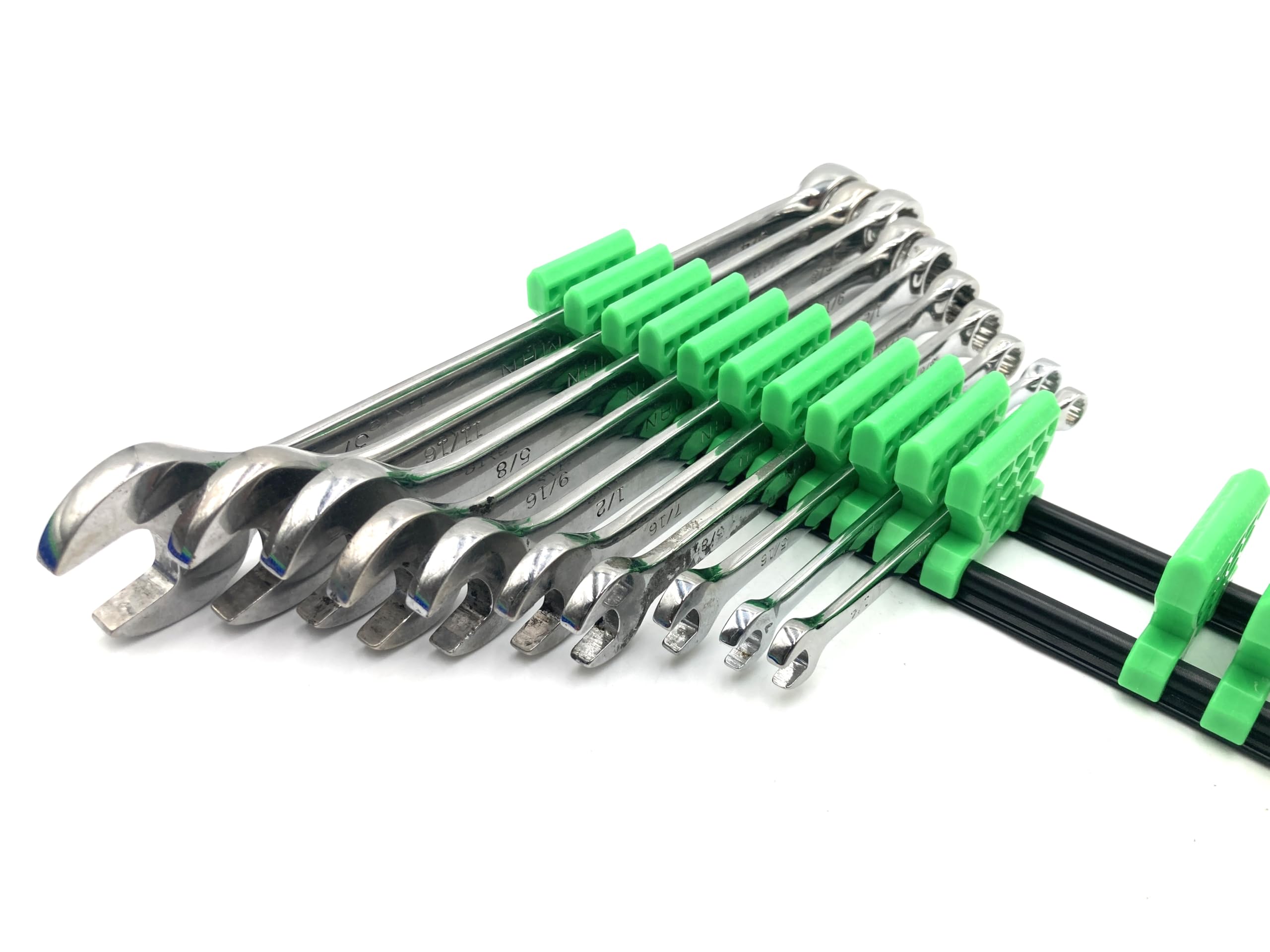 Alien Space Saver installed in a toolbox drawer demonstrating neat, easy-access wrench layout