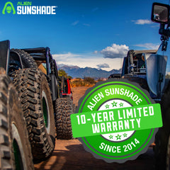 Alien Sunshade overhead installed image on JK showing full-length sun coverage