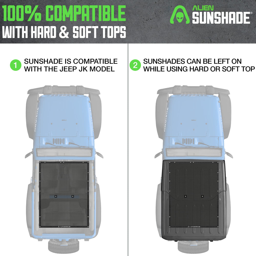 Alien Sunshade bungee and grommet attachment on rollbar for secure fit