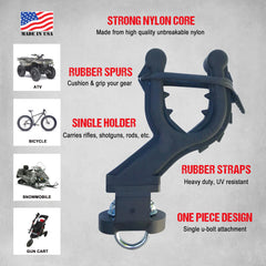 All Rite Products side profile of holder securing a rifle showing protected contact