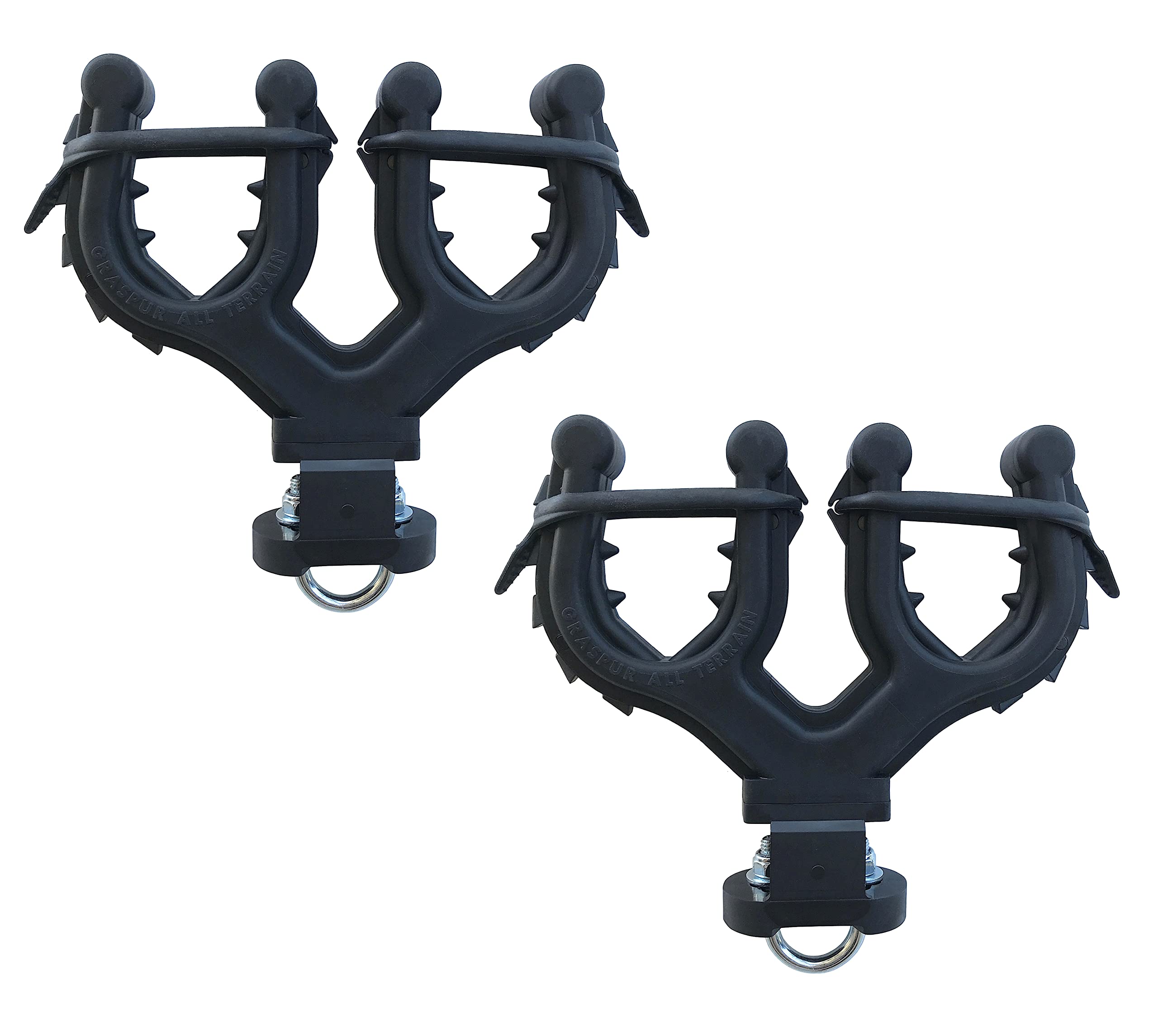 All Rite Graspur front-mounted view showing rack on ATV rail and secure carry