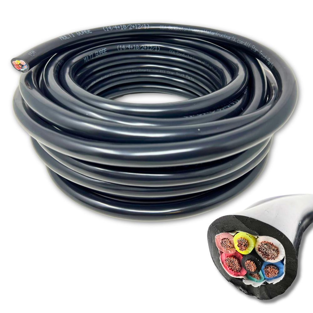 All Star Truck Parts front view of 7-way cable showing complete assembly and easy installation benefit