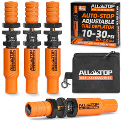 ALL-TOP front view of deflator kit showing four valves and benefits of fast air-down