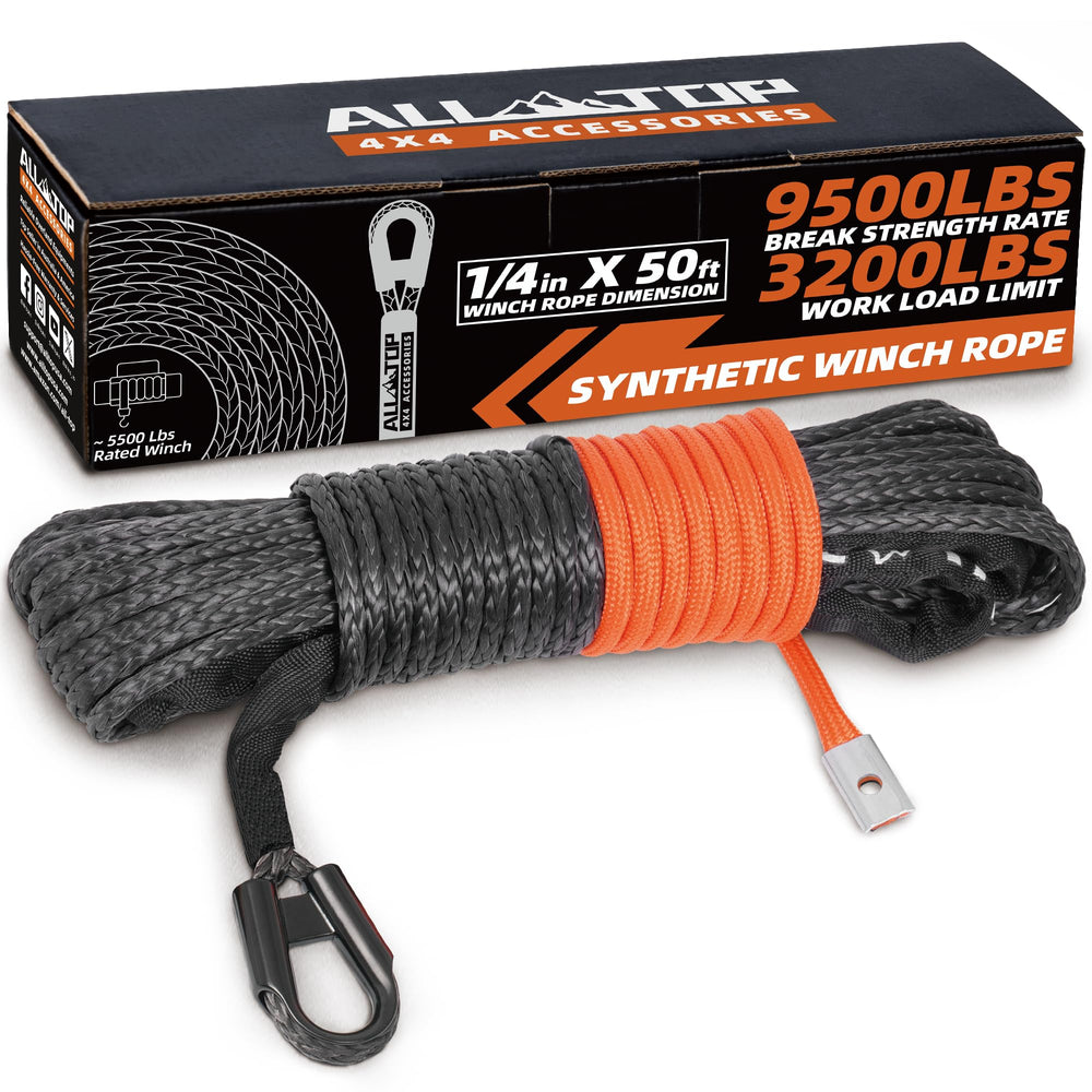 ALL-TOP front view of rolled winch rope showing length and packaging benefit