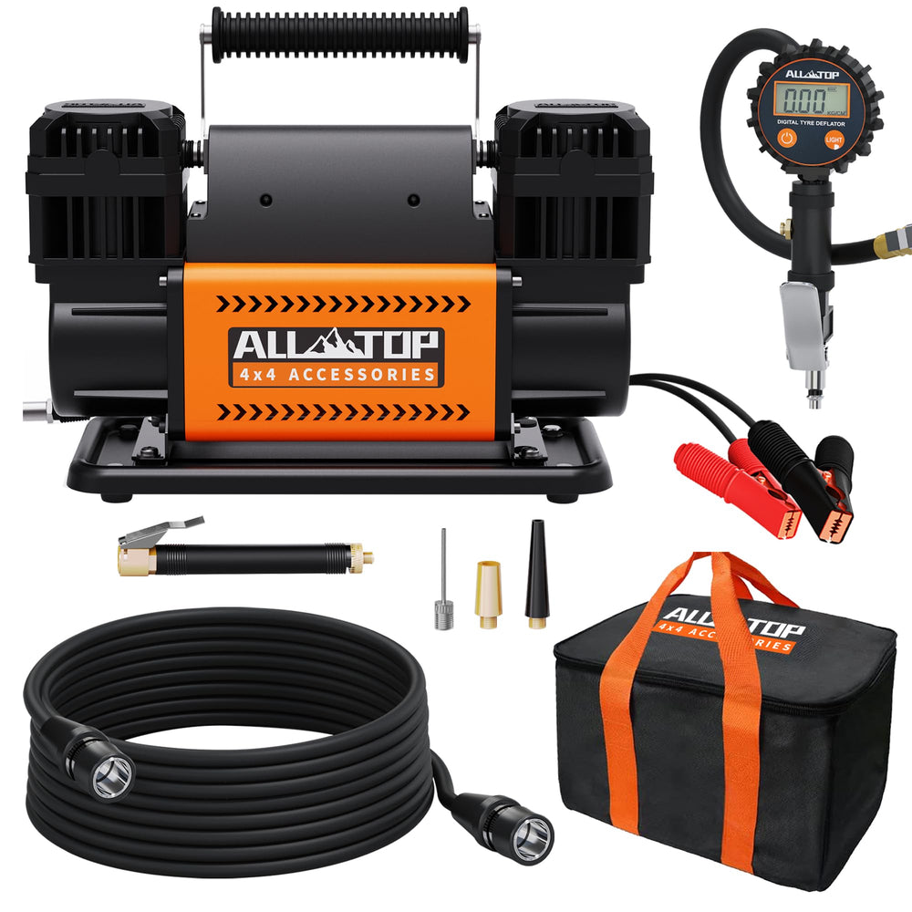 ALL-TOP inflator attached to a truck tire demonstrating fast on-vehicle inflation
