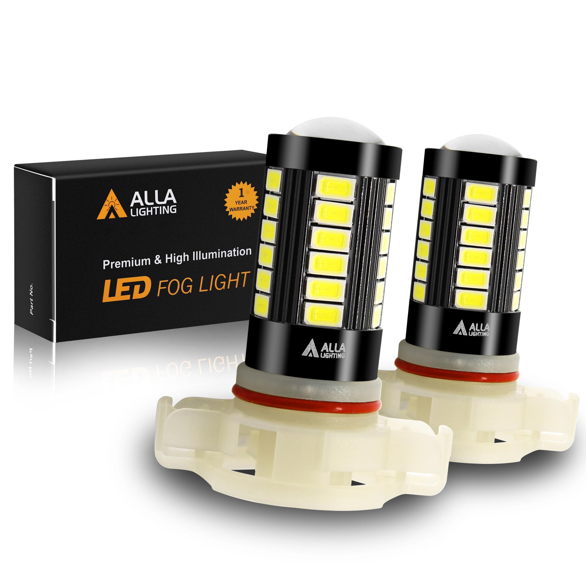 Alla Lighting front packaging showing bulbs and benefits of plug-and-play