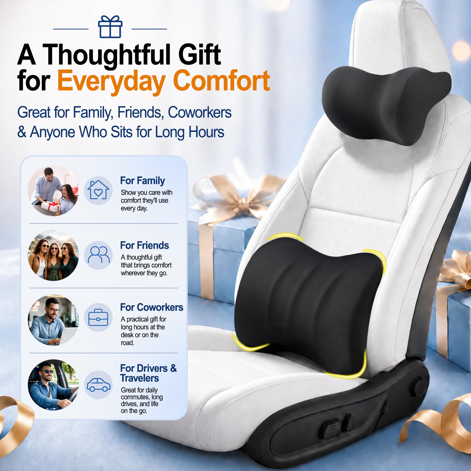 Allaboutsla lifestyle image inside car on a long drive illustrating reduced sitting strain and better comfort