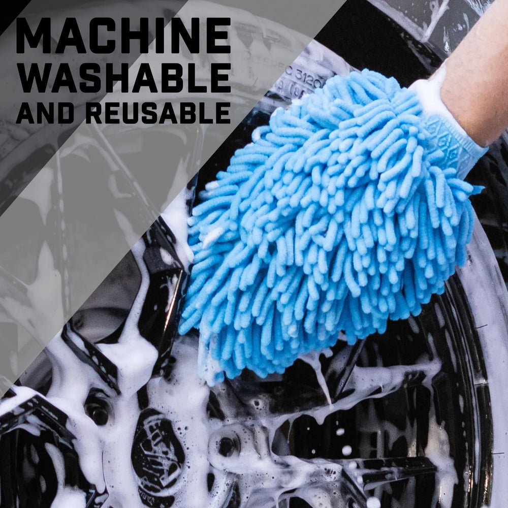 AllGuard mitt dusting car interior showing gentle, lint-free cleaning benefit