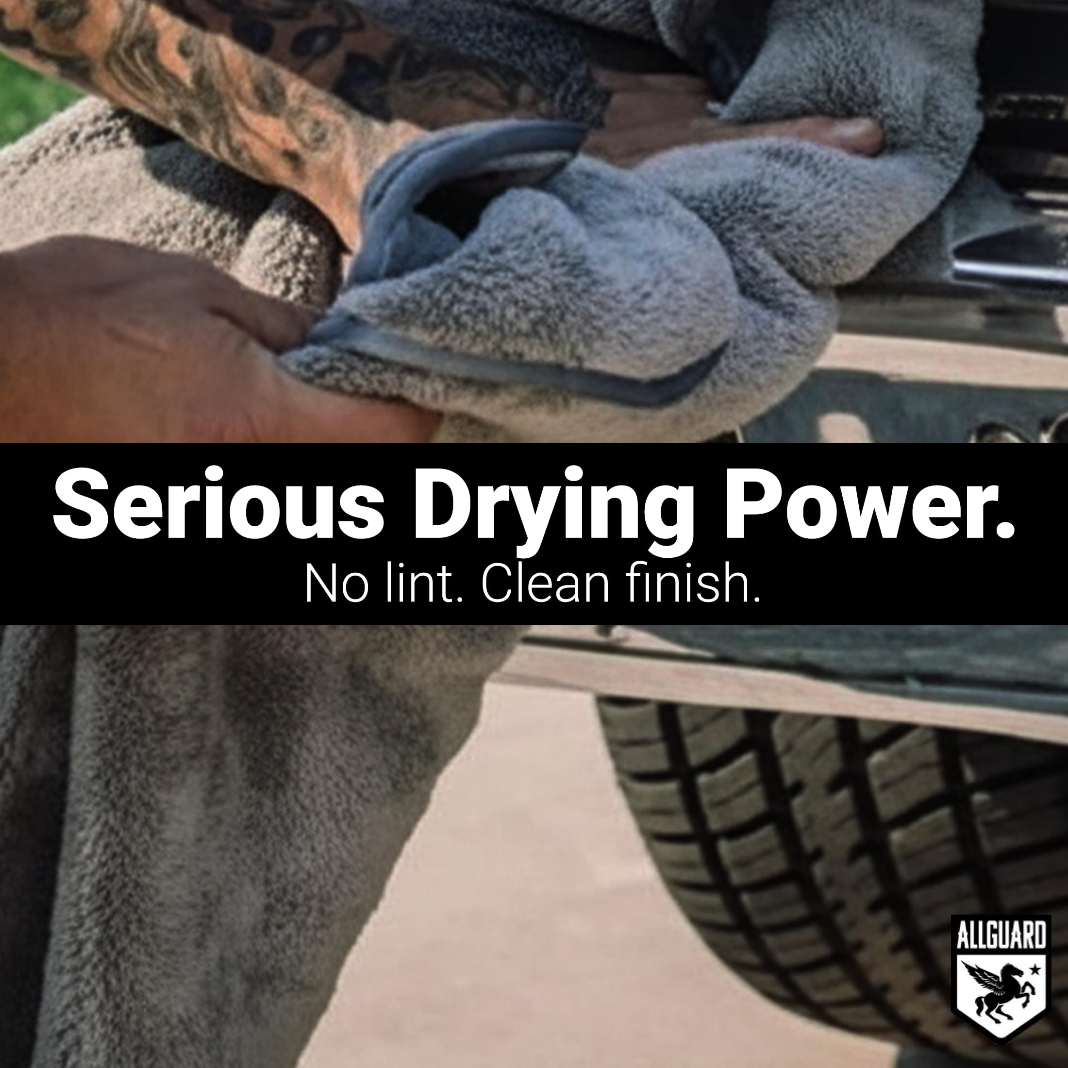AllGuard towel drying car roof to speed post-wash drying