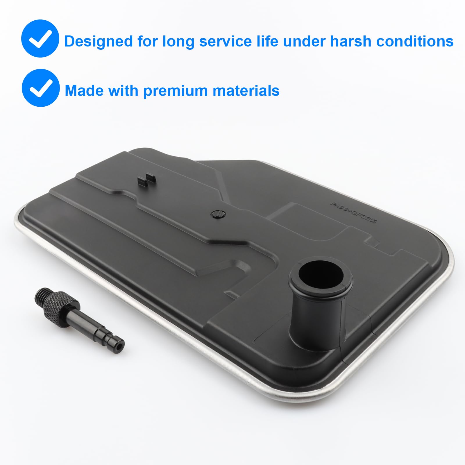 Allmotorparts ATF fill adapter on funnel, showing easier, cleaner transmission refill benefit