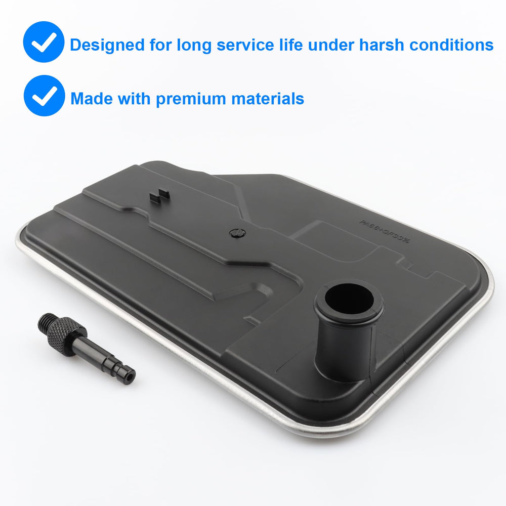 Allmotorparts ATF fill adapter on funnel, showing easier, cleaner transmission refill benefit