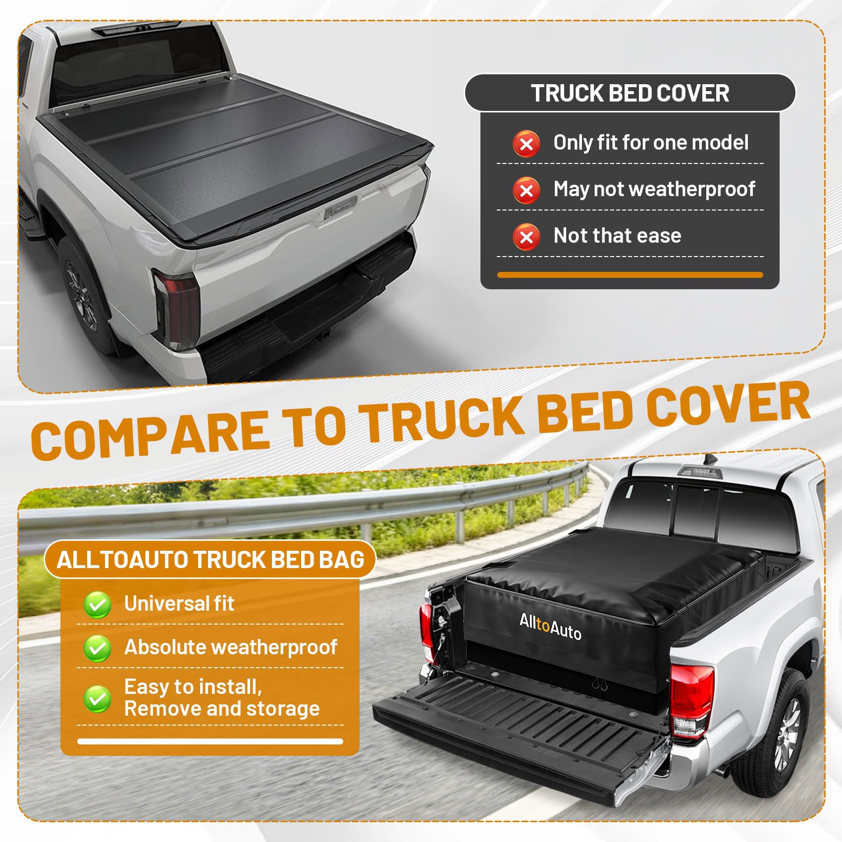 AlltoAuto folded into included storage bag for compact storage