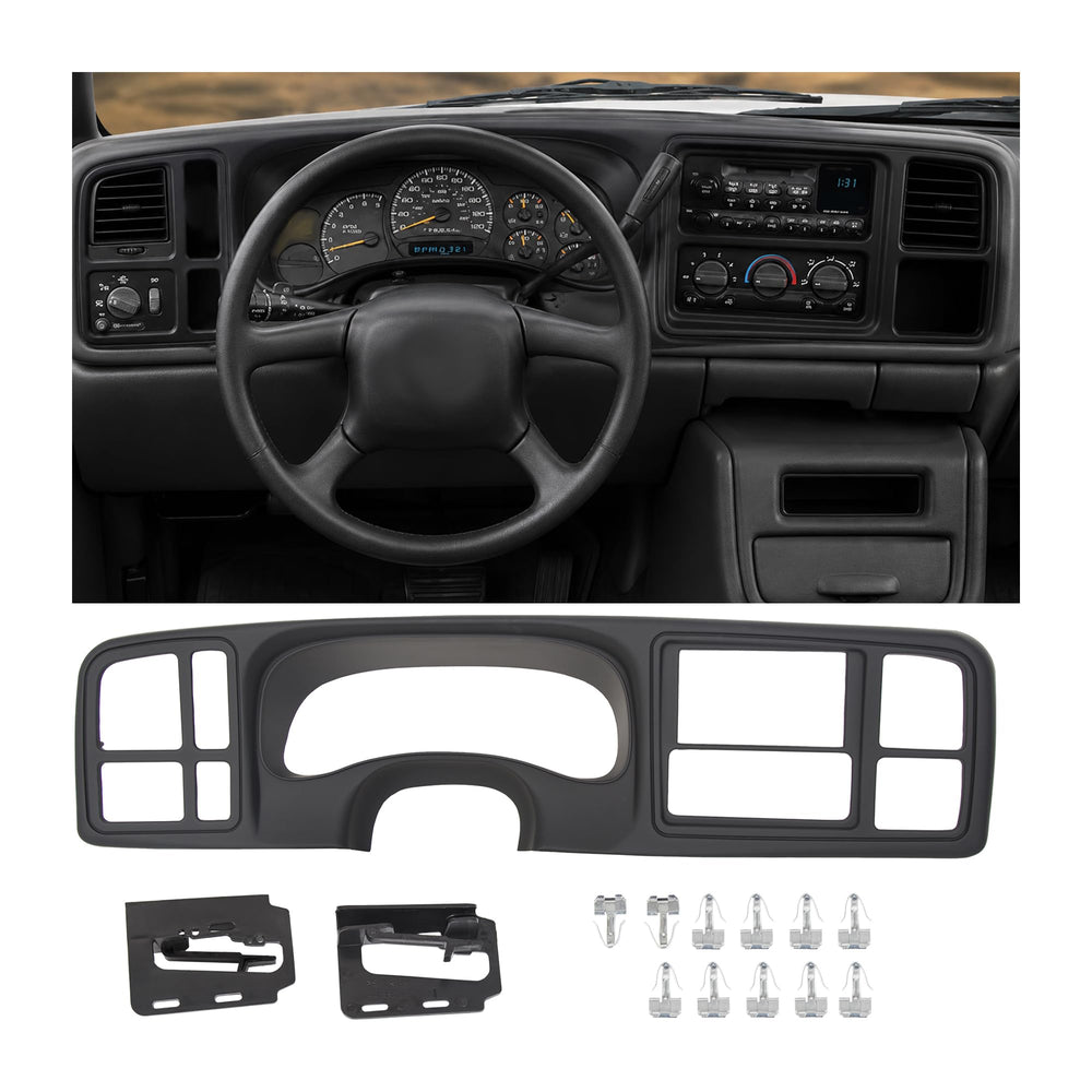 ALMULOO dash cover front view showing clean double-DIN fit and finish