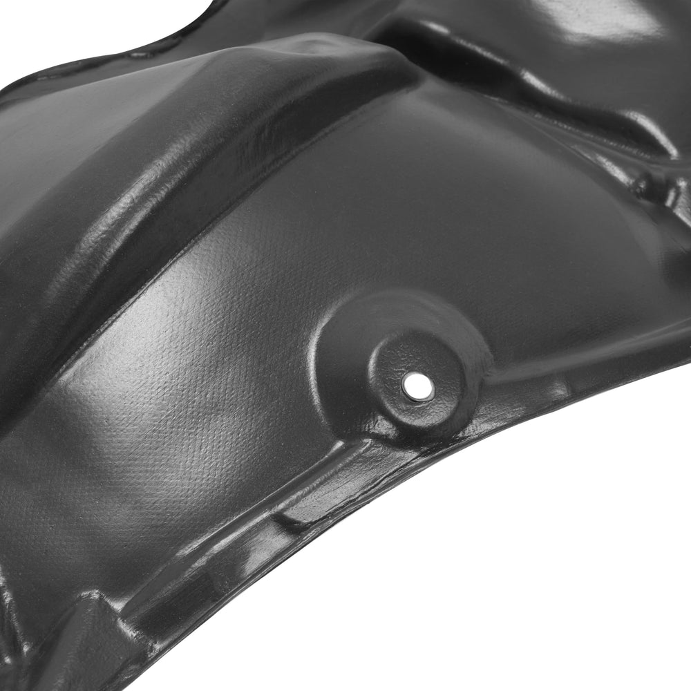 ALMULOO installed liners on parked Prius showing quieter, cleaner wheel well