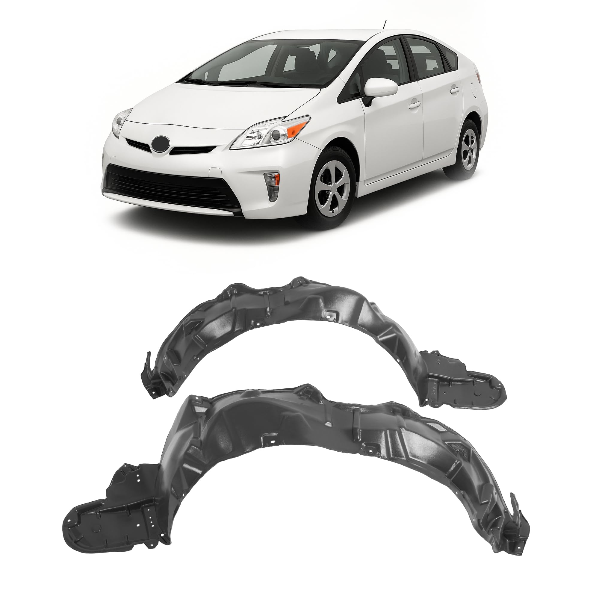 ALMULOO front fender liners pair front view showing full coverage and protection