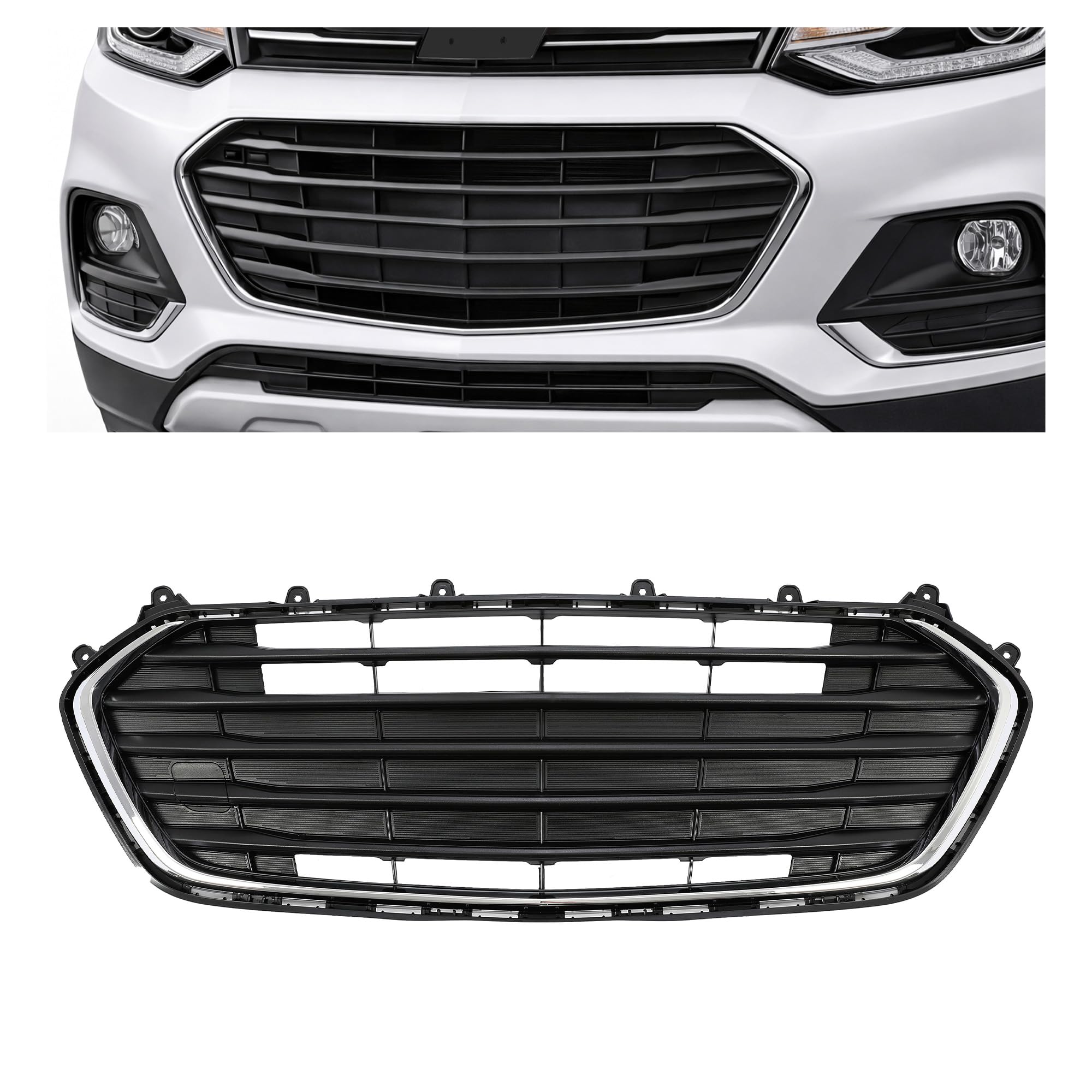 ALMULOO front grill full view showing sleek chrome finish and fitment benefit